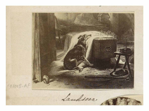 Fotoreproductie van een schilderij van Edwin Henry Landseer Old Shepherd's chief Mourner Landseer (titel op object), RP-F-F01018-AF