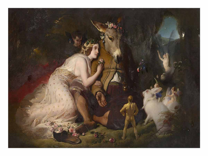 Scene from A Midsummer Night's Dream. Titania and Bottom