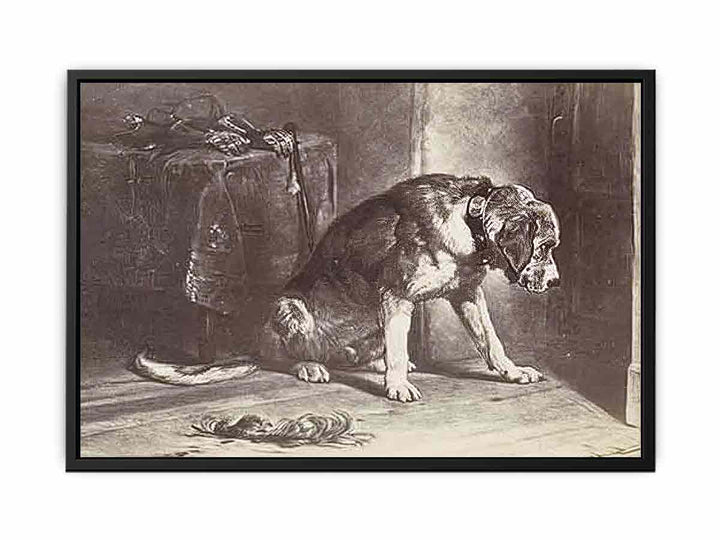 Fotoreproductie van een prent naar een schilderij van Edwin Henry Landseer"Suspense" Landseer