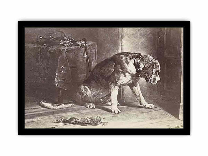 Fotoreproductie van een prent naar een schilderij van Edwin Henry Landseer"Suspense" Landseer