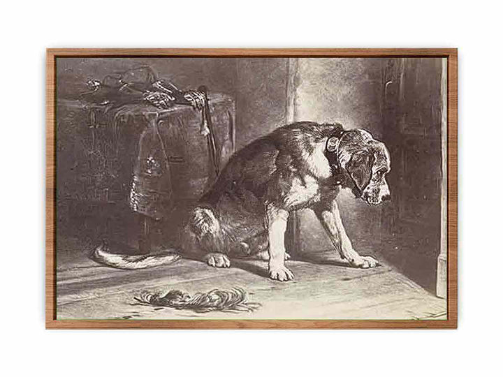 Fotoreproductie van een prent naar een schilderij van Edwin Henry Landseer"Suspense" Landseer