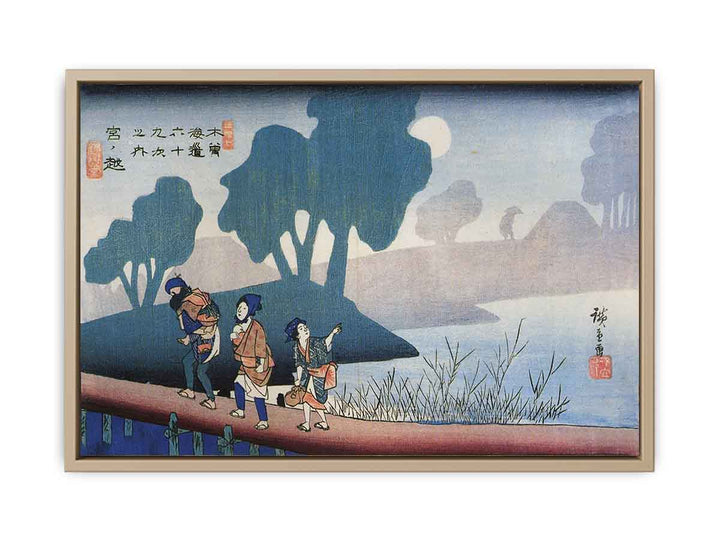 Hiroshige, A family in a misty landscape