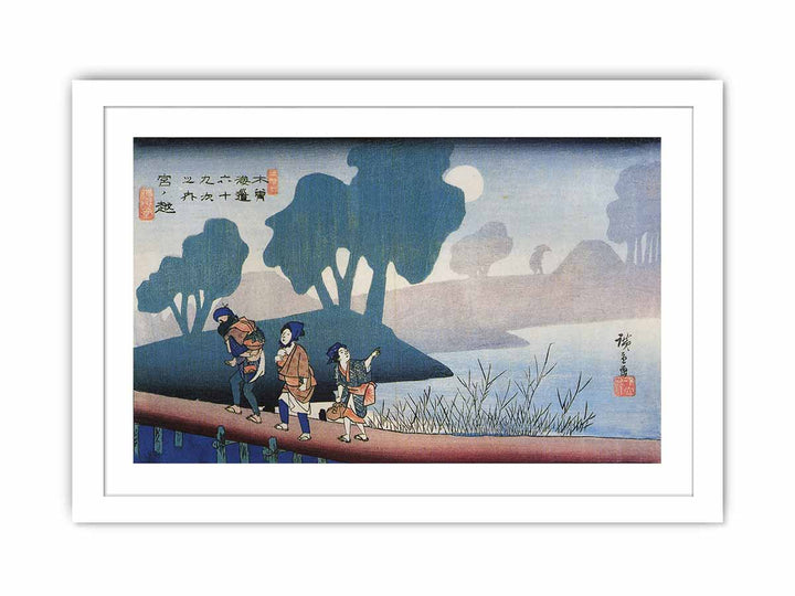 Hiroshige, A family in a misty landscape