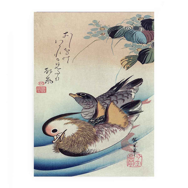 Mandarin duck woodcut