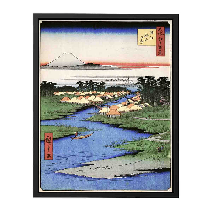 Hiroshige Men poling boats past a bank with willows