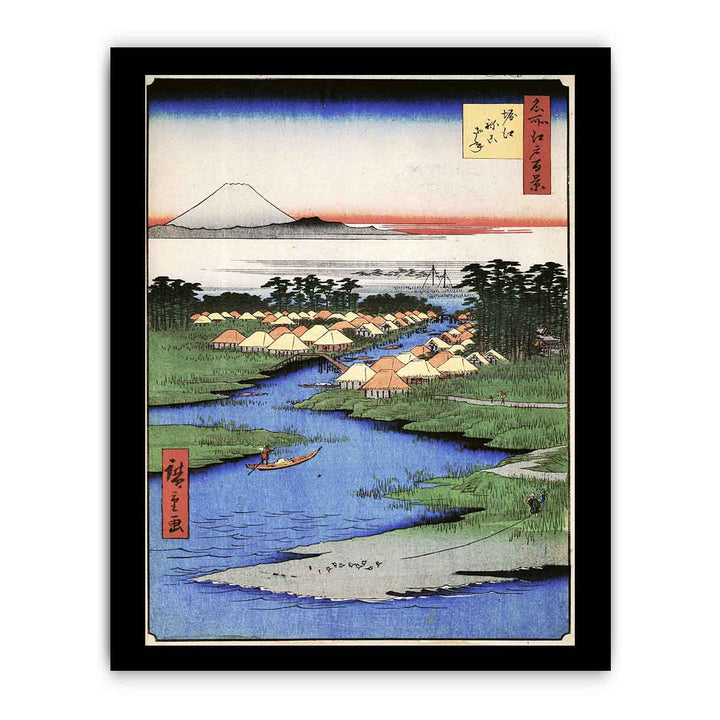 Hiroshige Men poling boats past a bank with willows