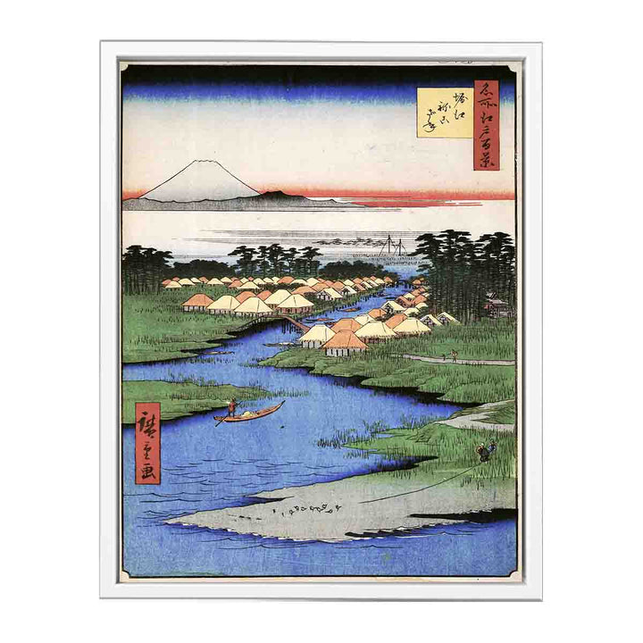 Hiroshige Men poling boats past a bank with willows