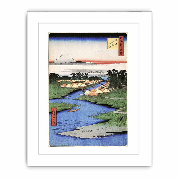 Hiroshige Men poling boats past a bank with willows