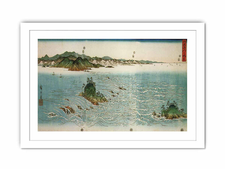 Hiroshige, Whirlpools on a rocky coast