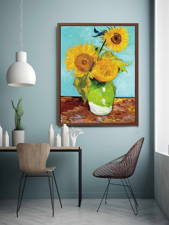 Sunflowers on Green By Van Gogh