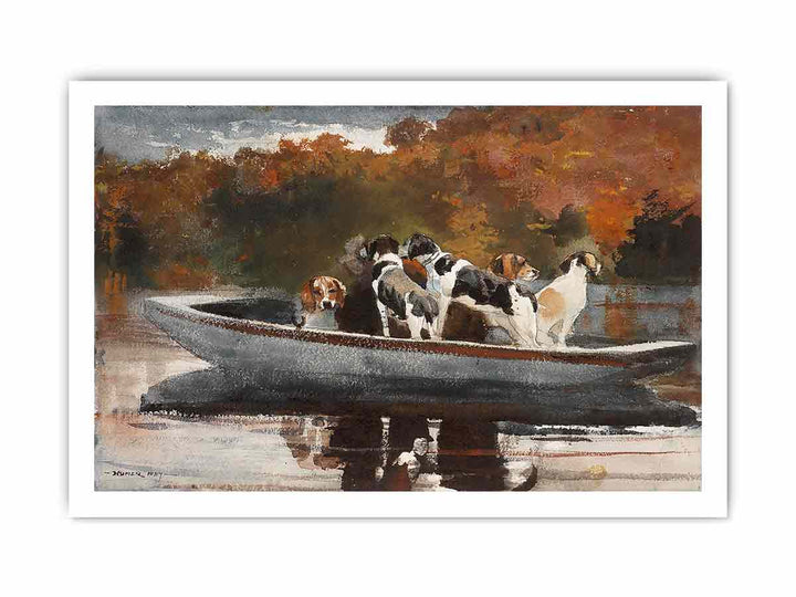 Hunting Dogs in Boat