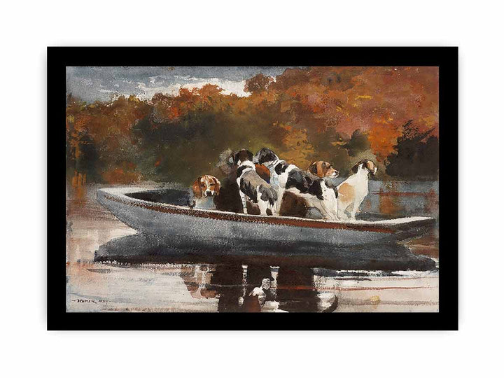 Hunting Dogs in Boat