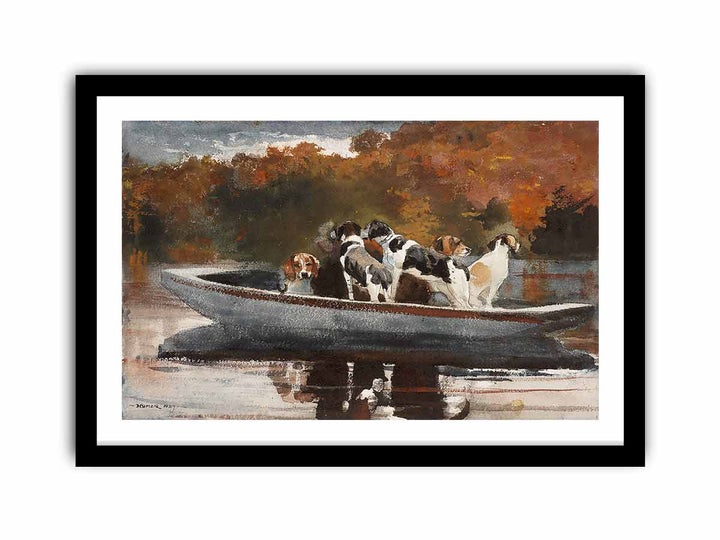 Hunting Dogs in Boat