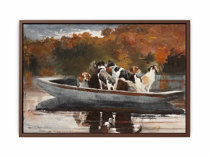 Hunting Dogs in Boat