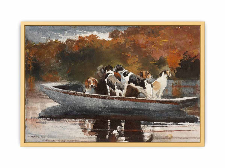 Hunting Dogs in Boat