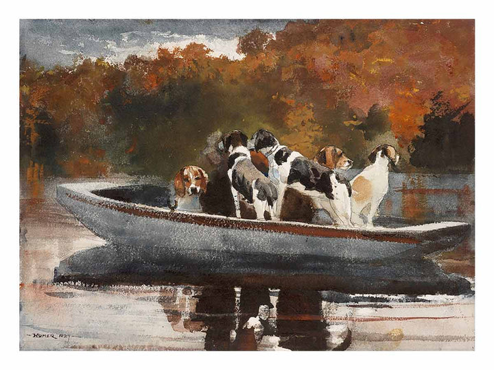 Hunting Dogs in Boat