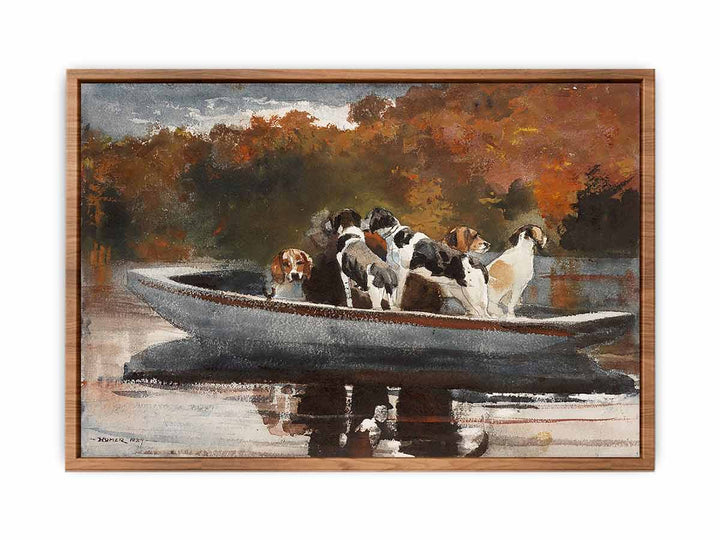 Hunting Dogs in Boat