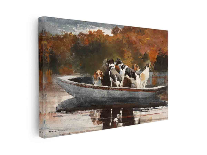 Hunting Dogs in Boat