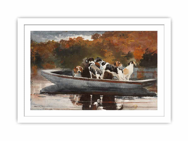 Hunting Dogs in Boat