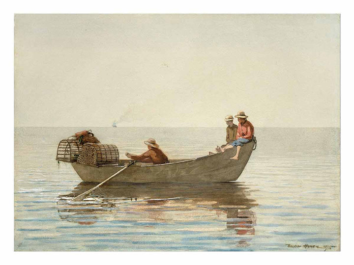 Three Boys in a Dory with Lobster Pots