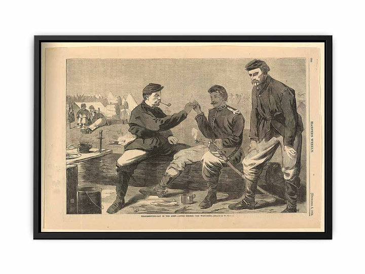 Print, Thanksgiving Day in the army; after dinner the wishbone, Harper's Weekly, December 1864