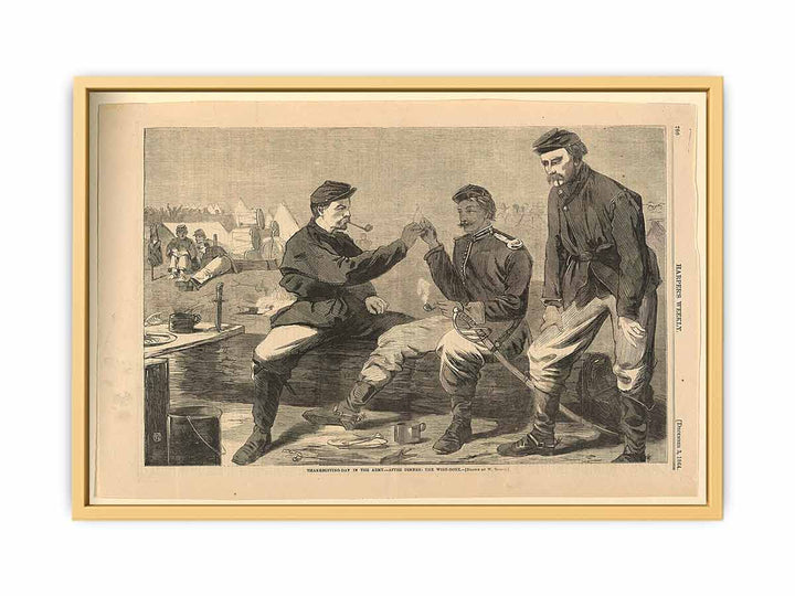 Print, Thanksgiving Day in the army; after dinner the wishbone, Harper's Weekly, December 1864