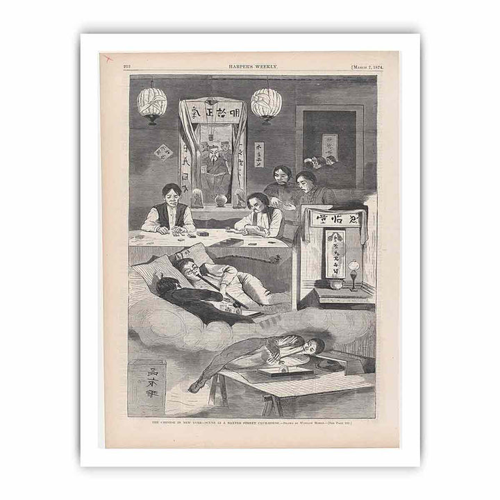 The Chinese in New York – Scene in a Baxter Street Club-House – Drawn by Winslow Homer