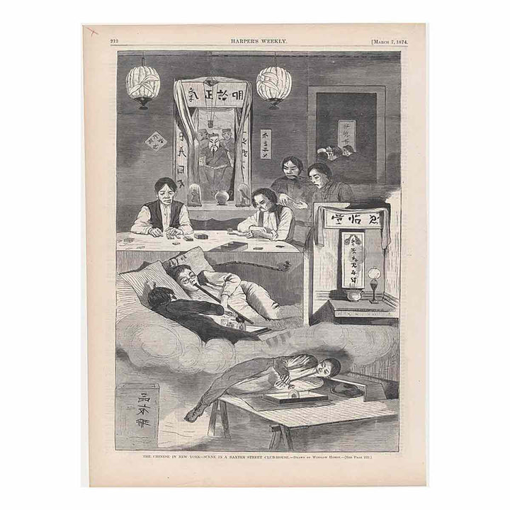 The Chinese in New York – Scene in a Baxter Street Club-House – Drawn by Winslow Homer