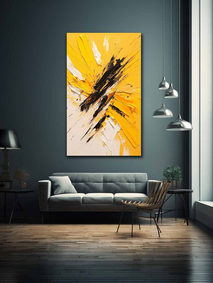 Knife Art Abstract Yellow Painting