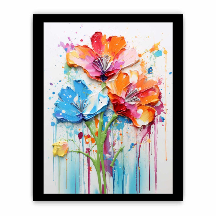 Color Drips Flower Art Painting