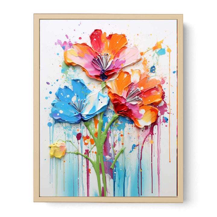 Color Drips Flower Art Painting