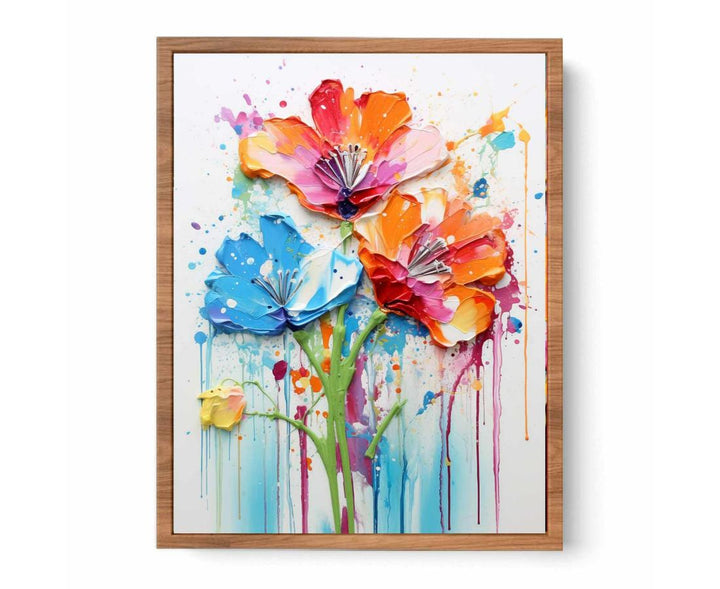 Color Drips Flower Art Painting