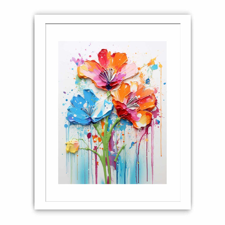 Color Drips Flower Art Painting