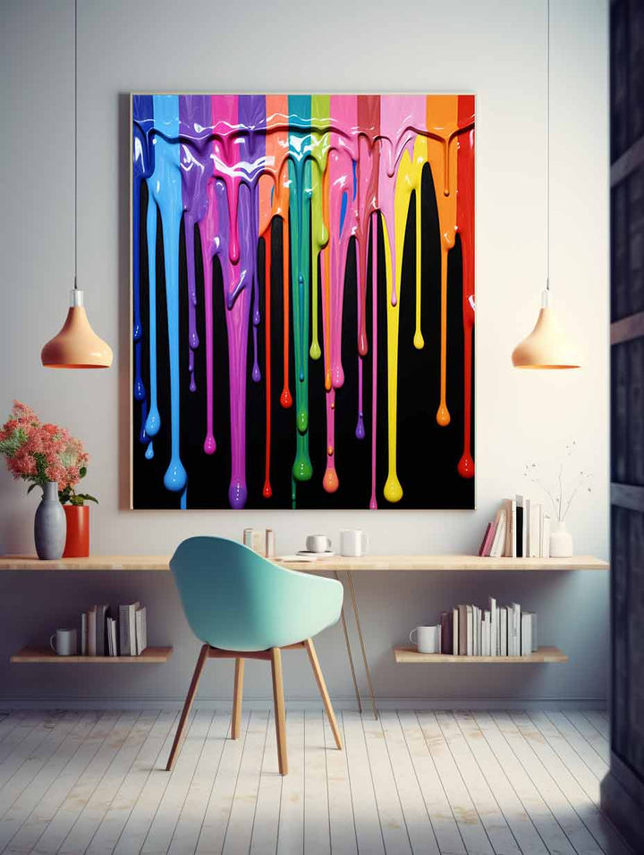 Black Dripping Color  Art Painting