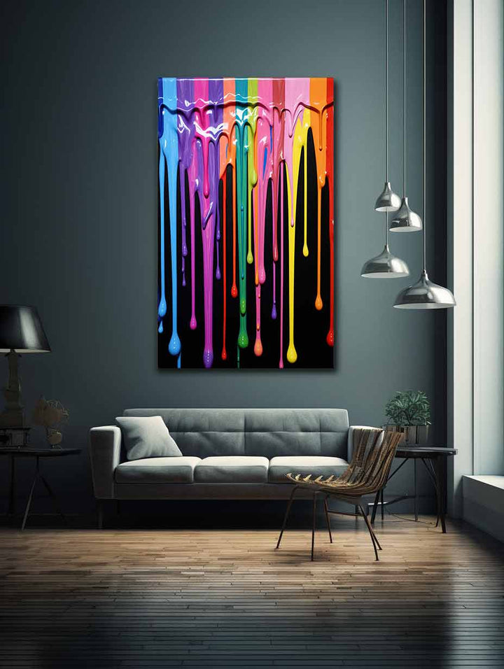 Black Dripping Color  Art Painting