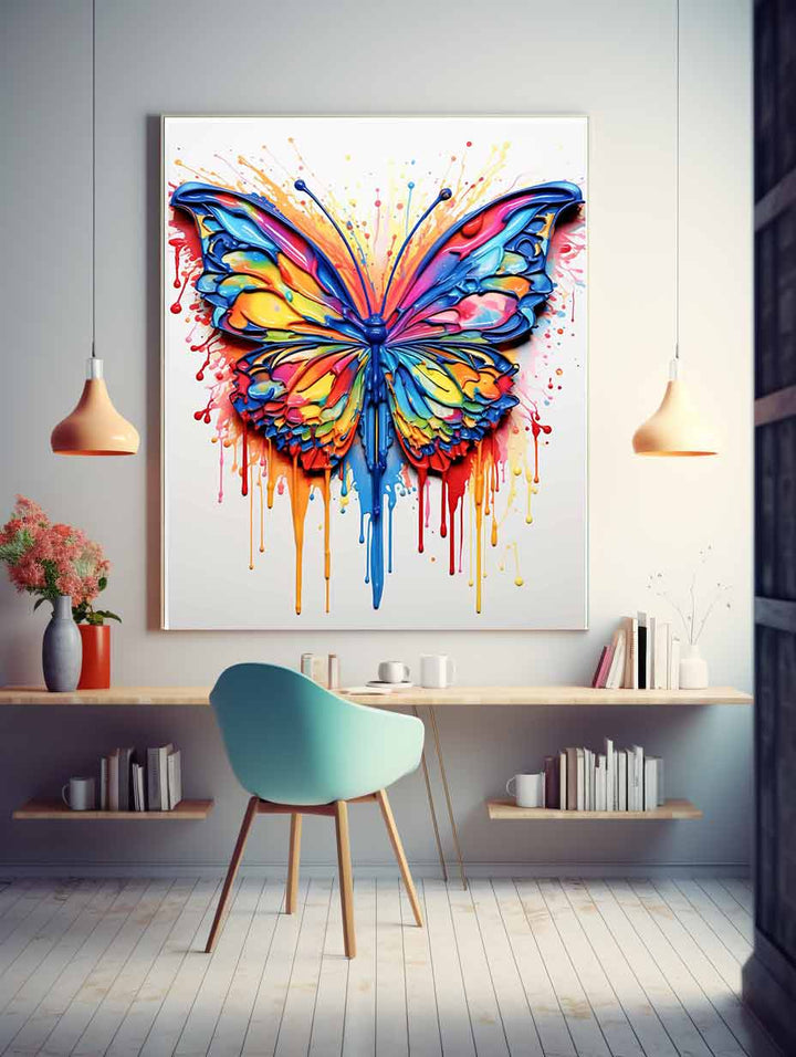 Butterfly Dripping Color  Art Painting