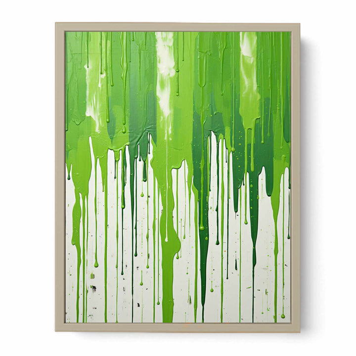 Color Green Drips Art Painting