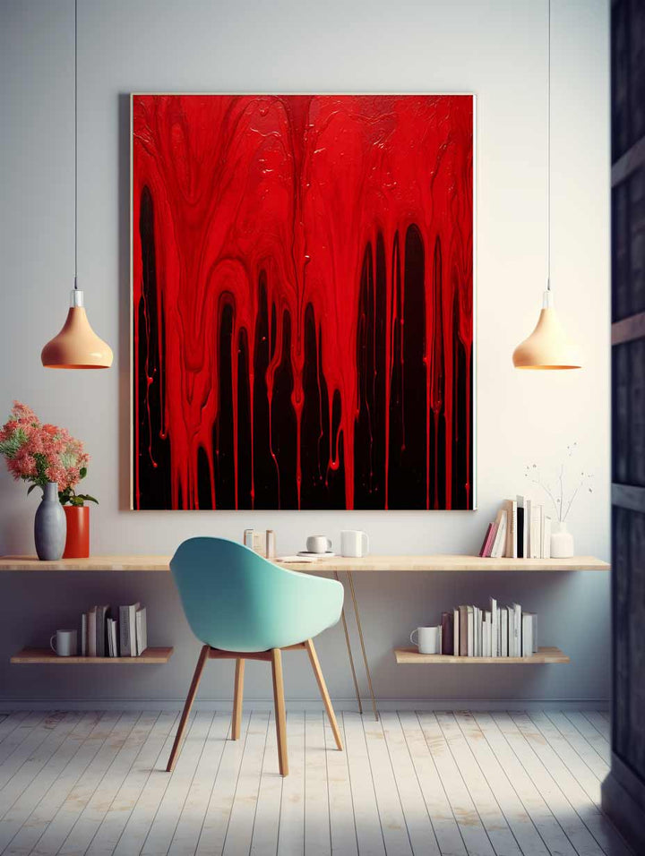 Color Red Drips Art Painting