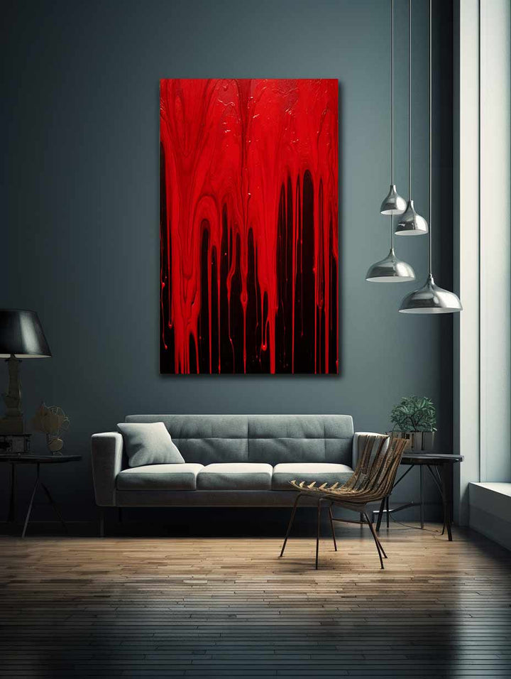 Color Red Drips Art Painting