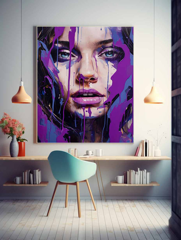 Color Purple Girl Drips Art Painting