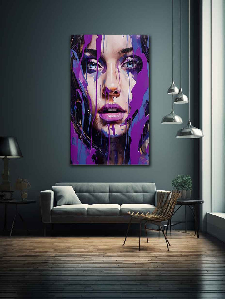 Color Purple Girl Drips Art Painting