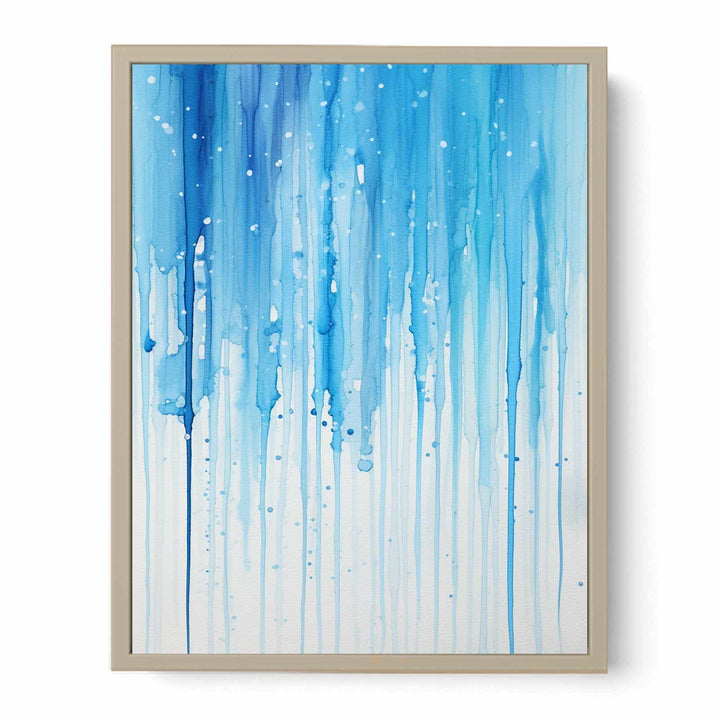 Color Drips White Blue Art Painting