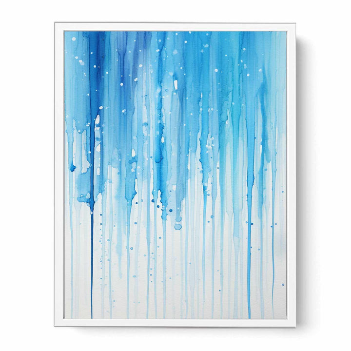 Color Drips White Blue Art Painting