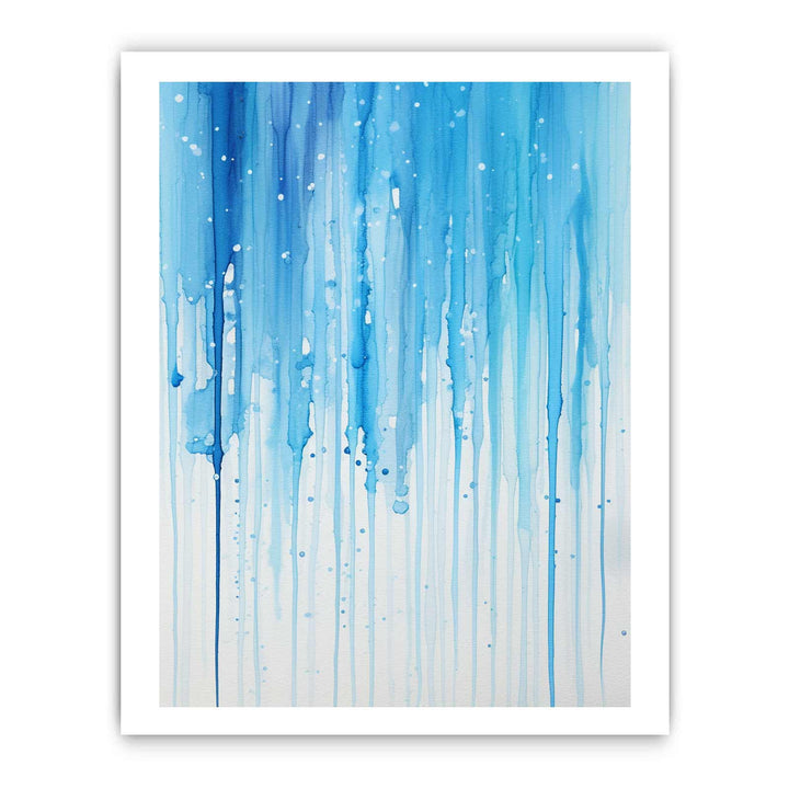 Color Drips White Blue Art Painting