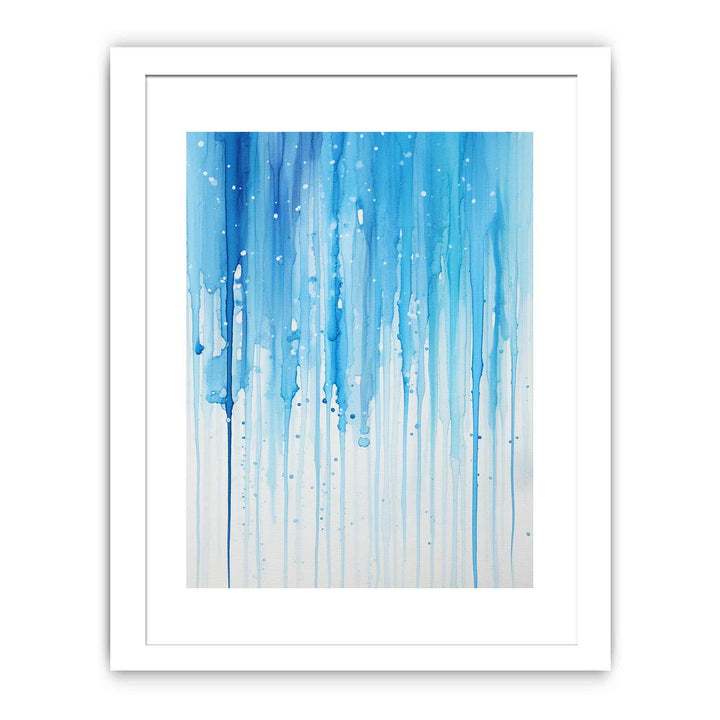 Color Drips White Blue Art Painting