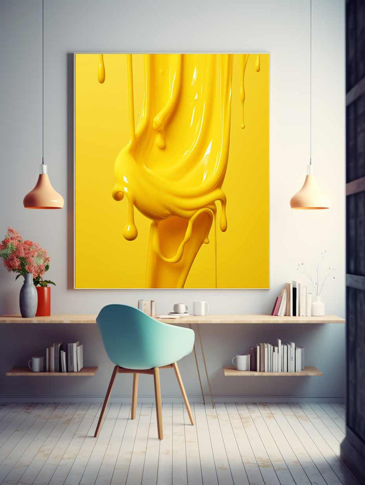 Yellow Art Dripping Color Painting