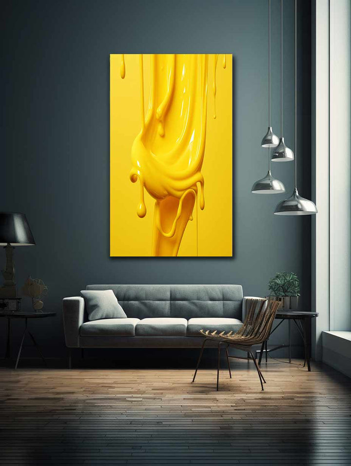 Yellow Art Dripping Color Painting