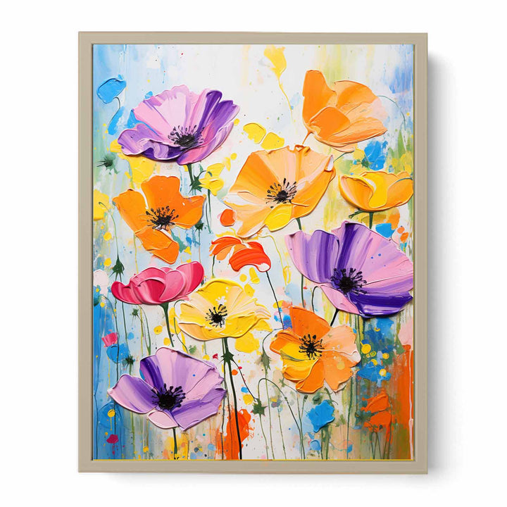 Flower Art Dripping Color Painting