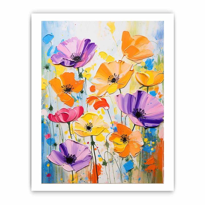 Flower Art Dripping Color Painting