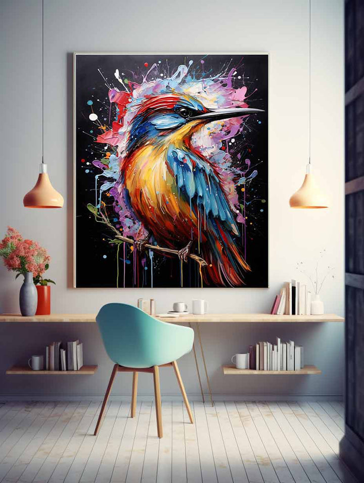 Bird Art Dripping Color Painting